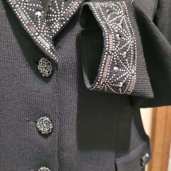 St. John By Marie Gray Collection Black Santana Knit Size 8 Jacket Evening Wear - Picture 5 of 7